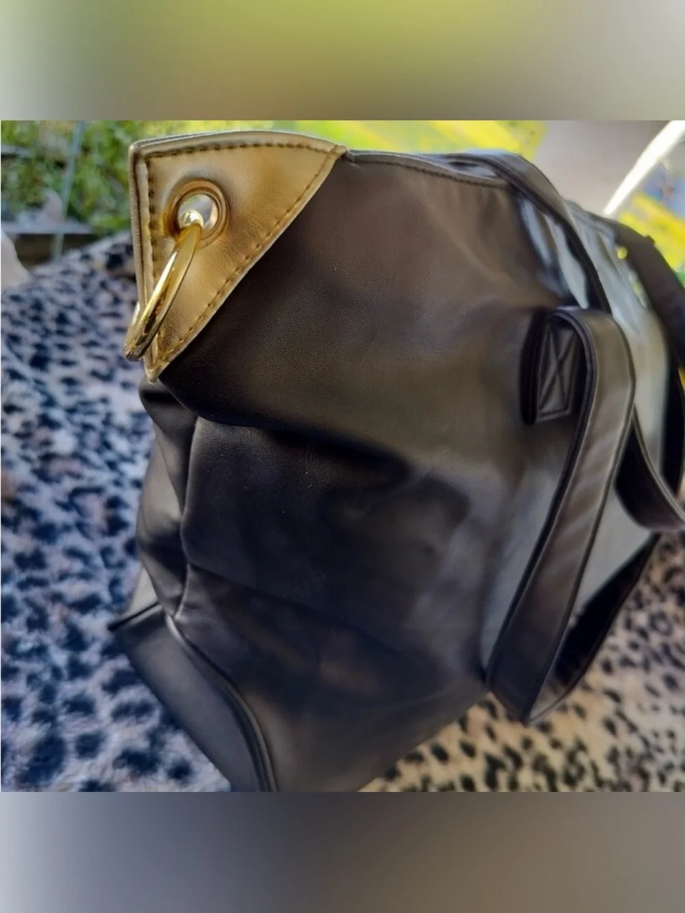 Versace Perfumes Black Tote with Gold Plaque